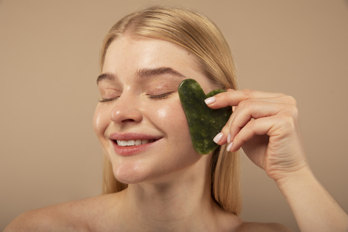 Liftingová masáž obličeje pomocí gua sha kamene
Liftingová masáž obličeje pomocí gua sha kamene