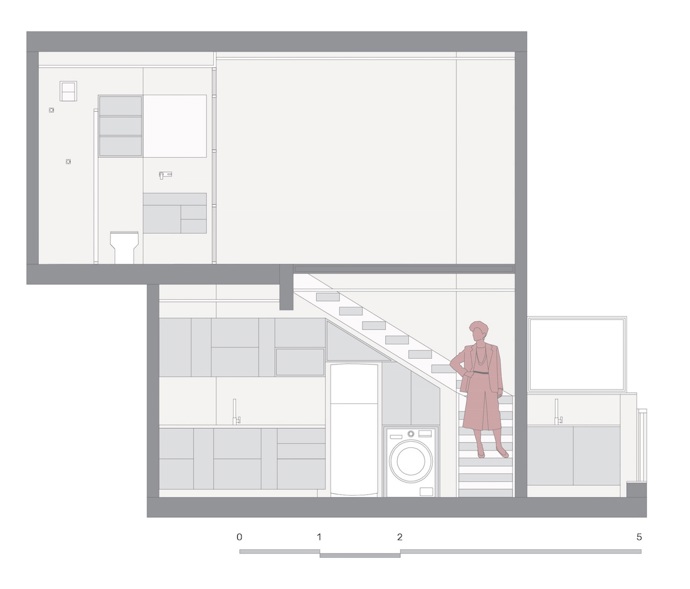 Původní mezonet rozšířili tak, aby na 44 m² vznikl plnohodnotný byt 