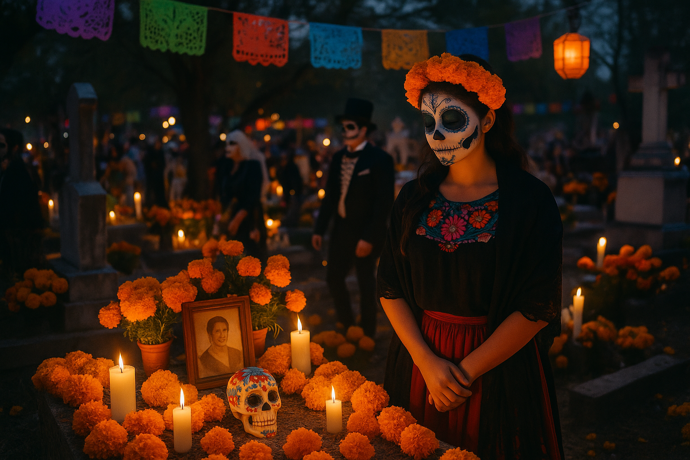 Připojte se k oslavě Dia de los Muertos v Praze 30. října 2025 s mexickým jídlem, hudbou a rukodělnými dílnami v Hale 13.
