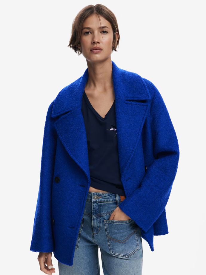 Modrý kabát, Desigual/About You, 4999 Kč
