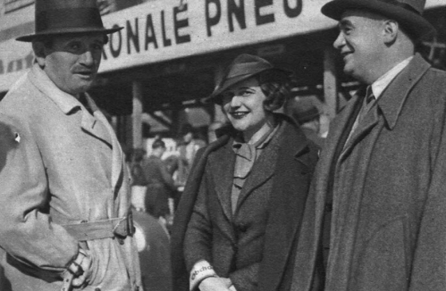 Ferdinand Porsche, Eliška Junková, Hans Ledwinka na Masarykově okruhu, Brno 1935 (zleva). Ferdinand Porsche, Eliška Junková, Hans Ledwinka na Masarykově okruhu, Brno 1935 (zleva).