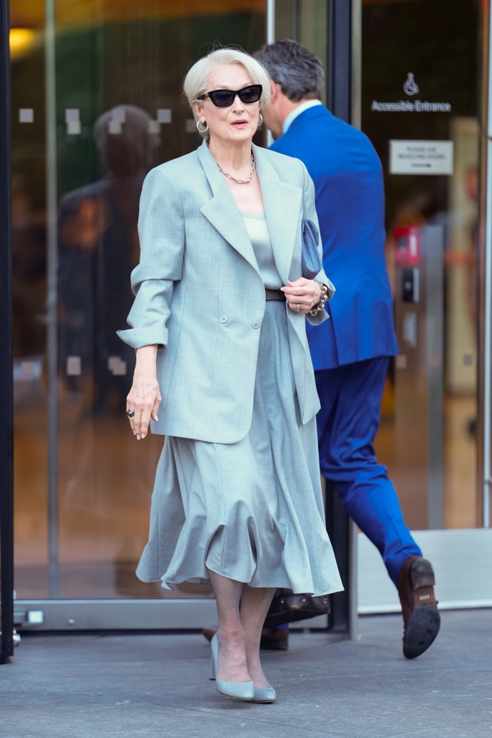 Meryl Streep při natáčení Ďábel nosí Pradu 2

