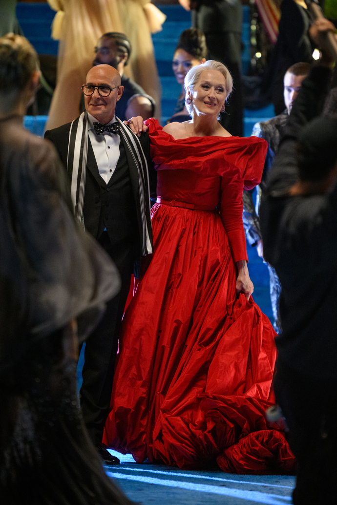 Stanley Tucci a Meryl Streep při netáčení Ďábel nosí Pradu 2

