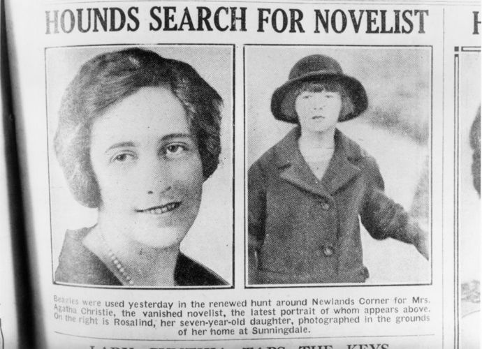 Novinové články, které vycházely, když v roce 1926 Agatha Christie zmizela.
