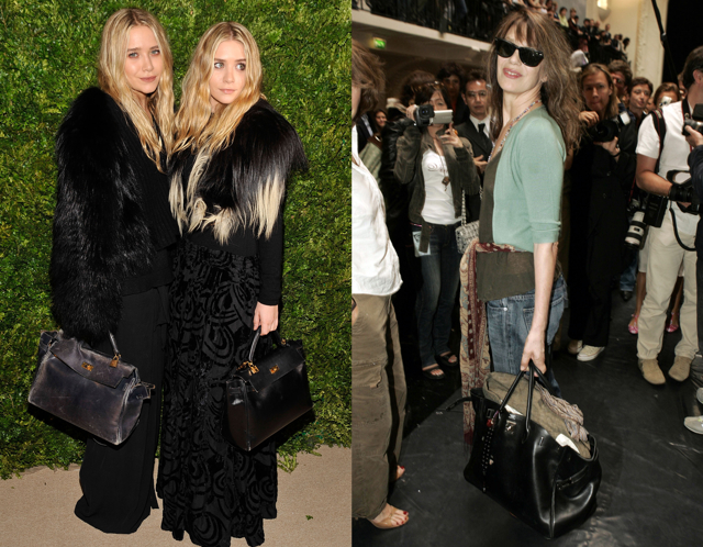 Sestry Olsenovy a Jane Birkin a jejich Hermès kabelky.
Sestry Olsenovy a Jane Birkin a jejich Hermès kabelky.