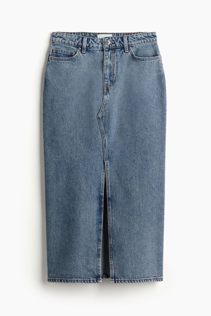 Midi džínová sukně, H&M, 719 Kč

