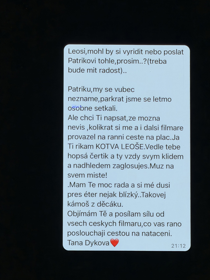 Poté Leoš zveřejnil zprávu Táni Dykové za všechny filmaře
Poté Leoš zveřejnil zprávu Táni Dykové za všechny filmaře