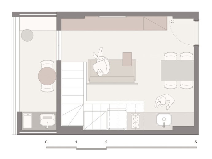 Původní mezonet rozšířili tak, aby na 44 m² vznikl plnohodnotný byt 