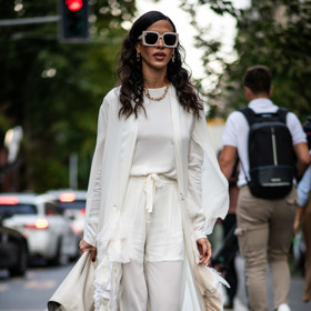 All white outfit 
