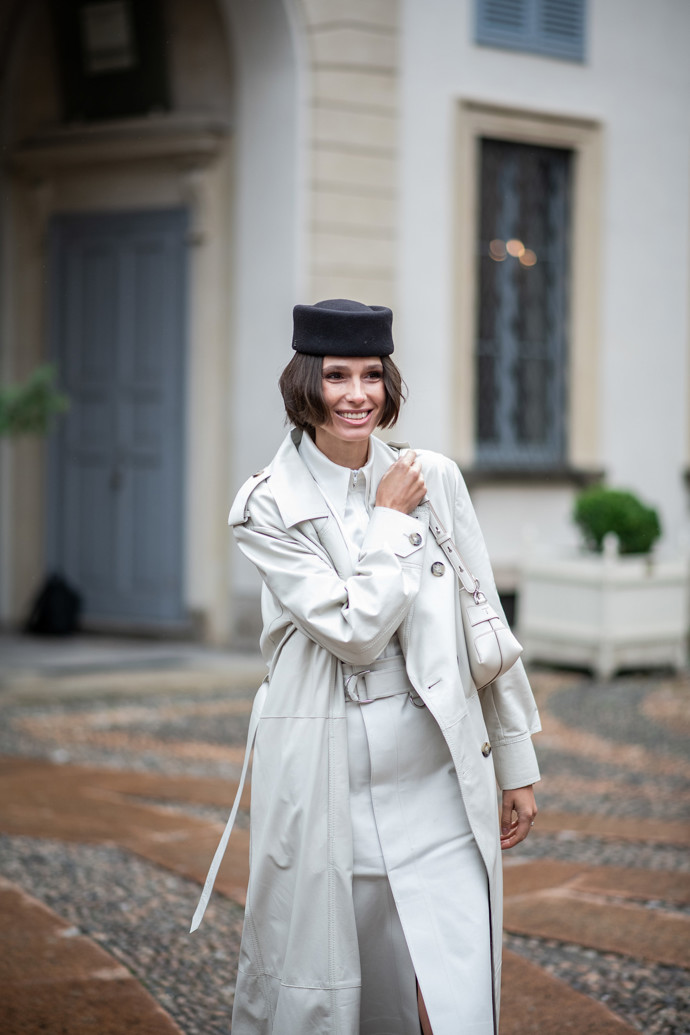 All white outfit 
