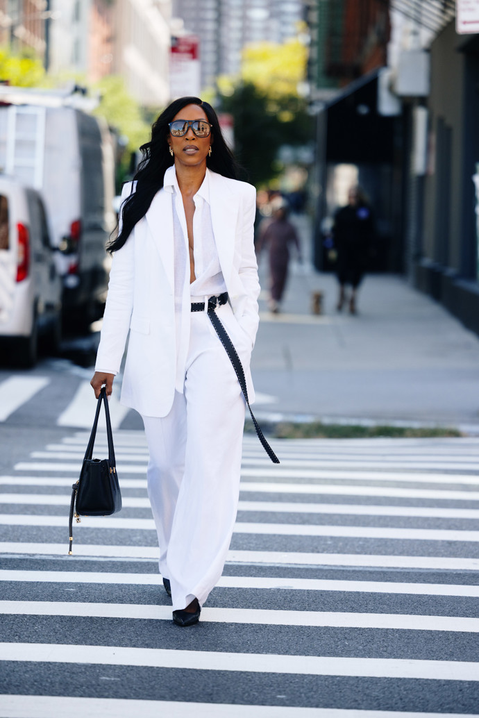 All white outfit 
