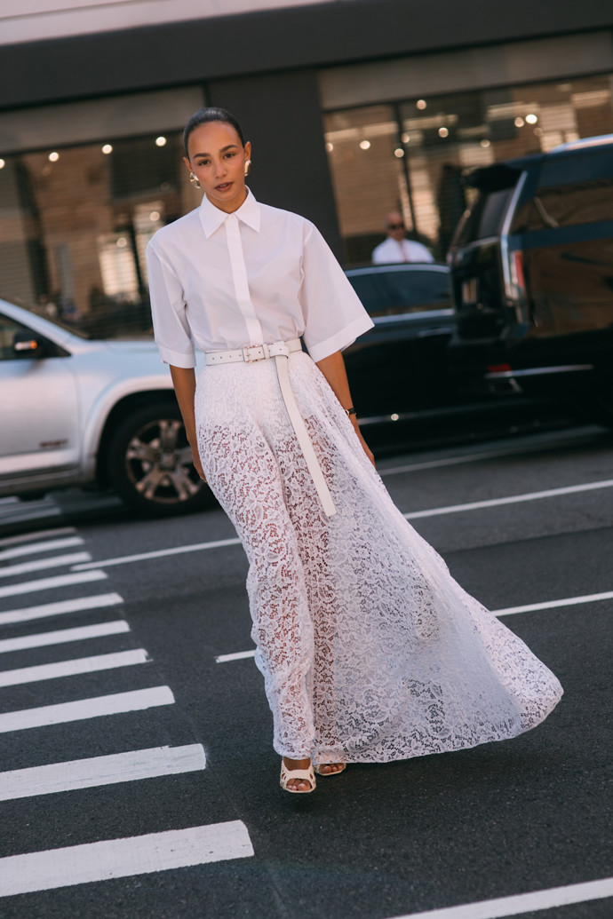 All white outfit 
