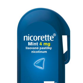 Lisované pastilky s mátovou příchutí (Nicorette® Mint 4 mg lisované pastilky)
- Působí proti hlavním příznakům abstinence: touze po cigaretě, podrážděnosti.
- Mají osvežující mátovou příchut a praktické balení.
- Jedna pastilka obsahuje 4 mg nikotinu.
- Denní doporučená dávka je 8-12 pastilek, nelze však přesáhnout 15 pastilek denně.
Lisované pastilky s mátovou příchutí (Nicorette® Mint 4 mg lisované pastilky)
- Působí proti hlavním příznakům abstinence: touze po cigaretě, podrážděnosti.
- Mají osvežující mátovou příchut a praktické balení.
- Jedna pastilka obsahuje 4 mg nikotinu.
- Denní doporučená dávka je 8-12 pastilek, nelze však přesáhnout 15 pastilek denně.
