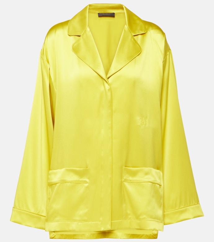 Elegantní pyžamový top z hedvábí Elegante Vasaio silk pajama shirt, Max Mara, 865 eur
