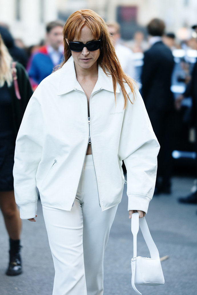 All white outfit 
