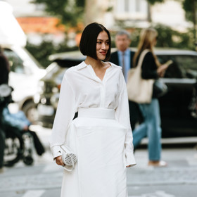 All white outfit 
