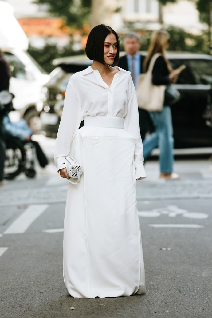 All white outfit 
