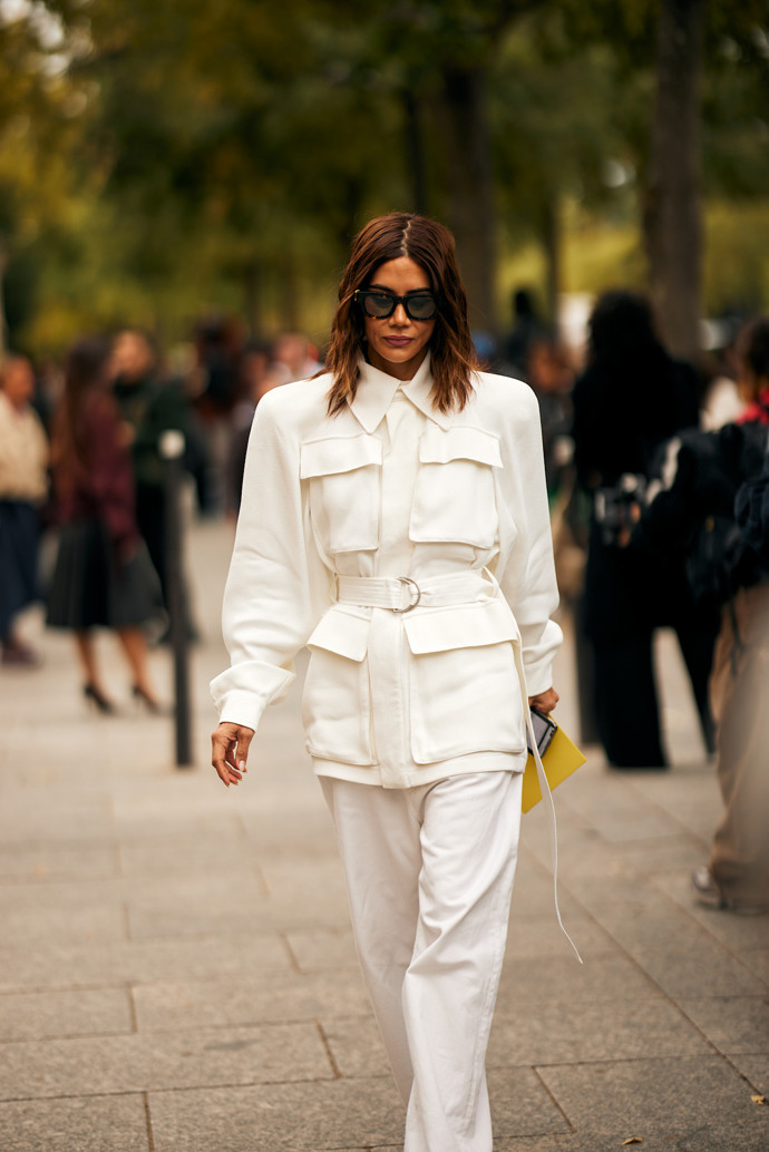 All white outfit 
