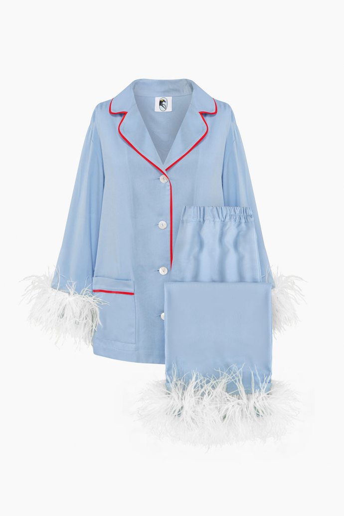Pyžamový set Party Pajama Set with Detachable Feathers in Celeste, Sleeper, 425 eur

