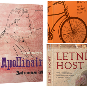 Životopisy APOLLINAIRE Julie Hartwigové a ČAS MÉHO ŽIVOTA Jeroma Klapky Jeroma, na pomezí životopisu a románu stojí LETNÍ HOST od Alison Andersonové, jehož protagonistou je Anton Pavlovič Čechov. Životopisy APOLLINAIRE Julie Hartwigové a ČAS MÉHO ŽIVOTA Jeroma Klapky Jeroma, na pomezí životopisu a románu stojí LETNÍ HOST od Alison Andersonové, jehož protagonistou je Anton Pavlovič Čechov.
