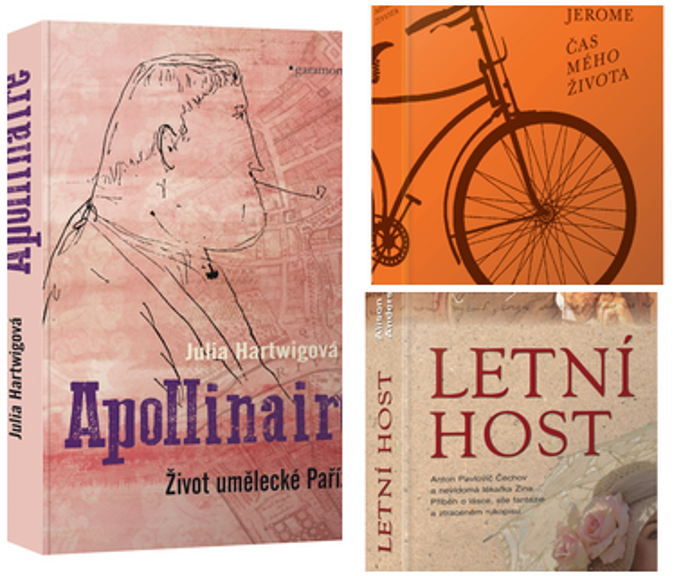 Životopisy APOLLINAIRE Julie Hartwigové a ČAS MÉHO ŽIVOTA Jeroma Klapky Jeroma,  na pomezí životopisu a románu stojí LETNÍ HOST od Alison Andersonové, jehož protagonistou je Anton Pavlovič Čechov. 