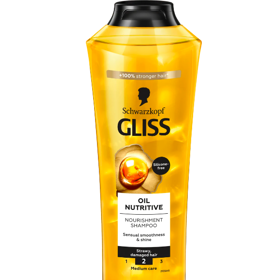 Šampon na vlasy Oil Nutritive, Schwarzkopf GLISS, přibližná cena 129 Kč. 
