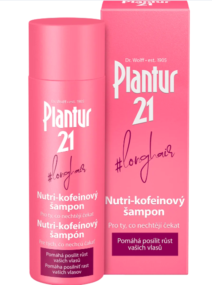 Šampon na vlasy, Plantur 21, přibližná cena 249 Kč. 
