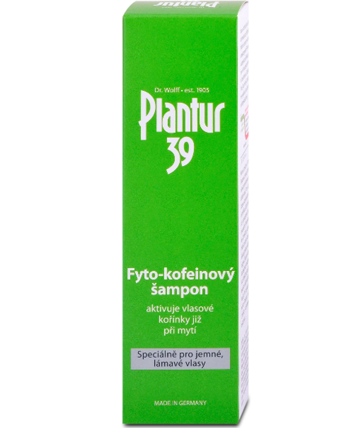 Šampon na jemné vlasy, Plantur 39, přibližná cena 299 Kč. 
