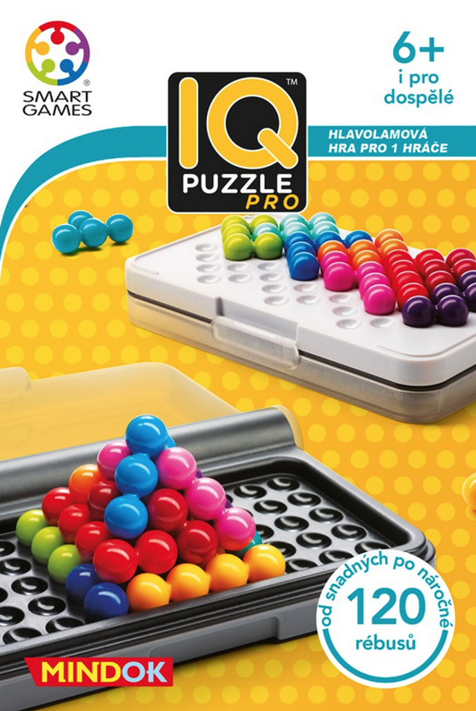 IQ Puzzle Pro z řady Smart Games obsahuje 120 rébusů ve třech herních módech, ve 2D i 3D.
