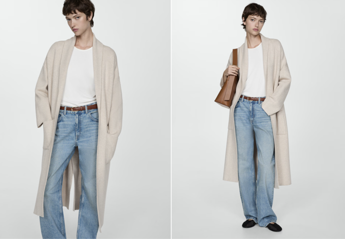 Úpletový kabát oversize s kapsami, Mango, 2299 Kč
