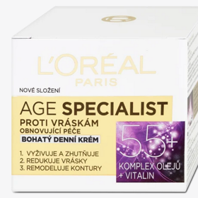 Age Specialist obnovující denní krém proti vráskám díky obsaženému komplexu olejů a Floroglucinolu dodává pleti potřebnou výživu, aby ji tak ochránil před vysycháním. Na pleť dále působí trojím účinkem: Napomáhá ve zmírnění množství vrásek i jejich hloubky a délky, dále pozitivně působí na obnovenou viditelnost kontur pleti, která bývá se zvyšujícím se věkem ohrožená. 159 Kč
