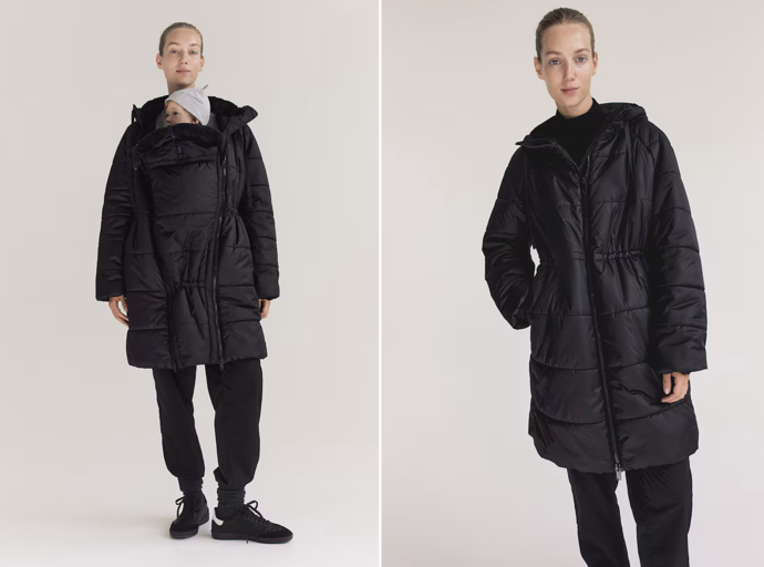 MAMA Vatovaný kabát na nošení Before & After, černá (jen XL), H&M, 2 399 Kč
