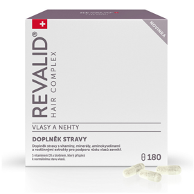 evalid Hair Complex je doplněk stravy obsahující vitaminy, minerály, aminokyseliny a rostlinné extrakty. Nová receptura Revalid Hair Complex se skládá z vitamínů B1, B5, B6, D3, minerálů, jako je zinek, měď nebo železo a bylinných extraktů. Obsahuje aminokyseliny DL-methionin a L-cystin, které se podílí na tvorbě keratinu, základní stavební látky vlasů a nehtů. Výtažky z prosa, pšeničných klíčků a kvasnic jsou bohatým zdrojem vitamínů a minerálů. Zinek a biotin přispívají k udržení normálního stavu vlasů, zinek přispívá k udržení normálního stavu nehtů. 989 Kč
evalid Hair Complex je doplněk stravy obsahující vitaminy, minerály, aminokyseliny a rostlinné extrakty. Nová receptura Revalid Hair Complex se skládá z vitamínů B1, B5, B6, D3, minerálů, jako je zinek, měď nebo železo a bylinných extraktů. Obsahuje aminokyseliny DL-methionin a L-cystin, které se podílí na tvorbě keratinu, základní stavební látky vlasů a nehtů. Výtažky z prosa, pšeničných klíčků a kvasnic jsou bohatým zdrojem vitamínů a minerálů. Zinek a biotin přispívají k udržení normálního stavu vlasů, zinek přispívá k udržení normálního stavu nehtů. 989 Kč