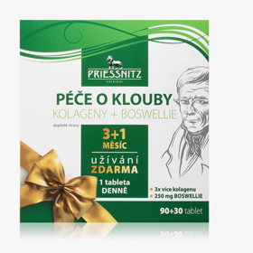 Doplněk stravy pro výživu kloubů a chrupavek Priessnitz® podpoří hybnost a pružnost kloubů a normální funkci chrupavek i kostí. Jedna tableta denně s hydrolyzovanými kolageny v přírodní podobě typu I a II i 40 μg nativního kolagenu typu II se postará o váš pohybový aparát. 409 Kč
