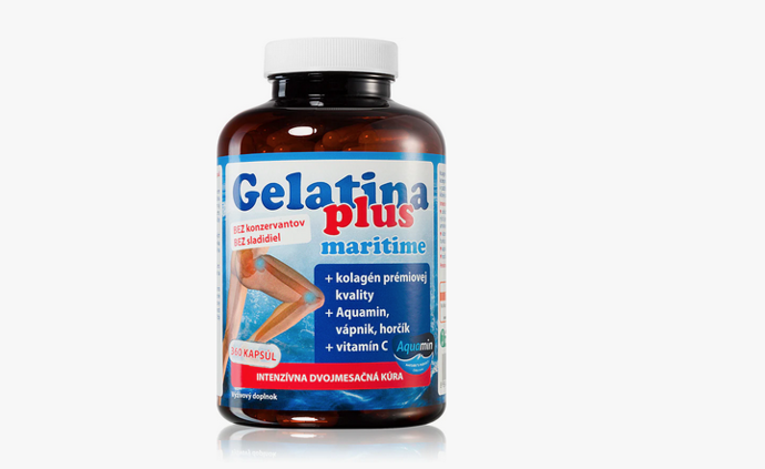 Gelatina plus maritime je přípravek s bílkovinou – kolagenem maritime, s minerálními látkami a vitamínem C pro správnou výživu a podporu kloubního systému. Výrobek je doporučován ženám i mužům ve středním a pozdějším věku, aktivním sportovcům, lidem s nadváhou a všem, kteří si chtějí udržet kosti a klouby v dobrém stavu. 604 Kč

