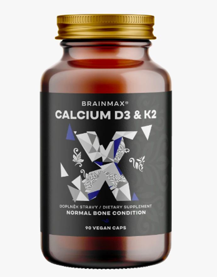 BrainMax Calcium D3 & K2, vápník s vitamínem D3 & K2, 90 rostlinných kapslí, 559 Kč
