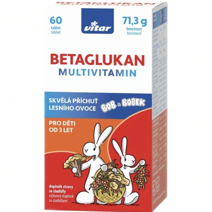 Kids Betaglukan multivitamin, Vitar, 199 Kč

Podpořte imunitu dětí kombinací 11 vitaminů a přírodních extraktů z hlívy ústřičné a rakytníku řešetlákového v chutných tabletách s příchutí lesního ovoce. Vyvážená kombinace extraktu z hlívy ústřičné s garantovaným obsahem betaglukanů, extraktu z rakytníku řešetlákového a vitaminů, které jsou prospěšné pro podporu imunitního systému a správný růst a vývoj dětských kostí. Vhodné pro děti od 3 let, balení obsahuje 60 tablet

 
