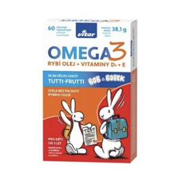 Kids Omega 3 + vitamíny D3, E, Vitar, 320 Kč
Omega 3 mastné kyseliny jsou pro dětský organismus velmi prospěšné – podporují správnou funkci mozku, zraku a srdce. Ochucené žvýkací tablety s příchutí tutti-frutti budou dětem na rozdíl od rybího tuku chutnat. Vhodné pro děti od 3 let, balení obsahuje 60 kapslí
Kids Omega 3 + vitamíny D3, E, Vitar, 320 Kč
Omega 3 mastné kyseliny jsou pro dětský organismus velmi prospěšné – podporují správnou funkci mozku, zraku a srdce. Ochucené žvýkací tablety s příchutí tutti-frutti budou dětem na rozdíl od rybího tuku chutnat. Vhodné pro děti od 3 let, balení obsahuje 60 kapslí