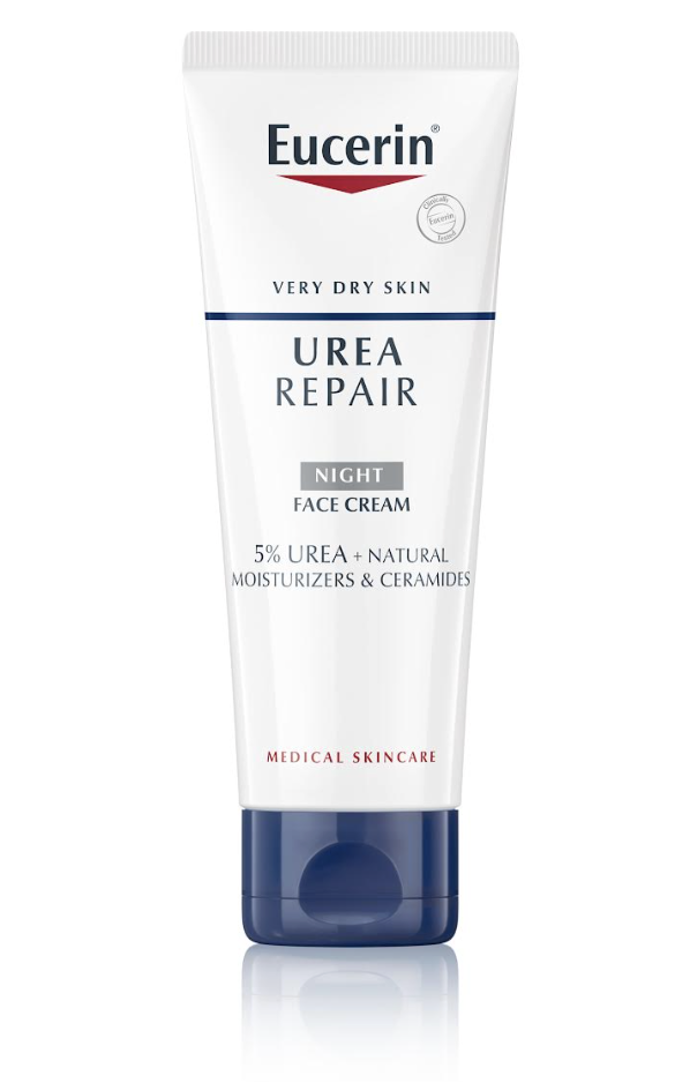 UreaRepair Night Cream noční krém na obličej, krk a dekolt, Eucerin, 700 Kč

Podpoří přirozené kožní funkce, pomůže udržet pleť hydratovanou a v rovnováze a přispěje k celkově zdravějšímu vzhledu. Složení bez parfemace se hodí i pro citlivou pleť.
