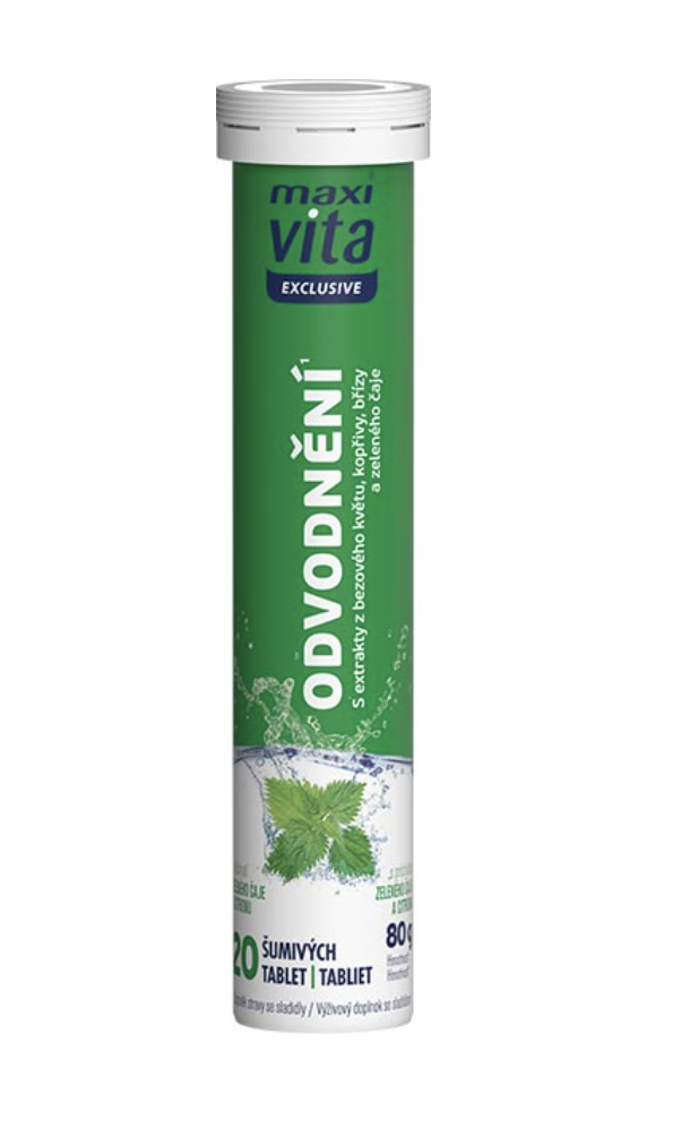 Doplněk stravy VITAR MAXI VITA EXCLUSIVE ODVODNĚNÍ pomáhá tělu vyloučit nadbytečnou vodu díky extraktům z kopřivy, bezového květu a zeleného čaje. Cena: 90 Kč
