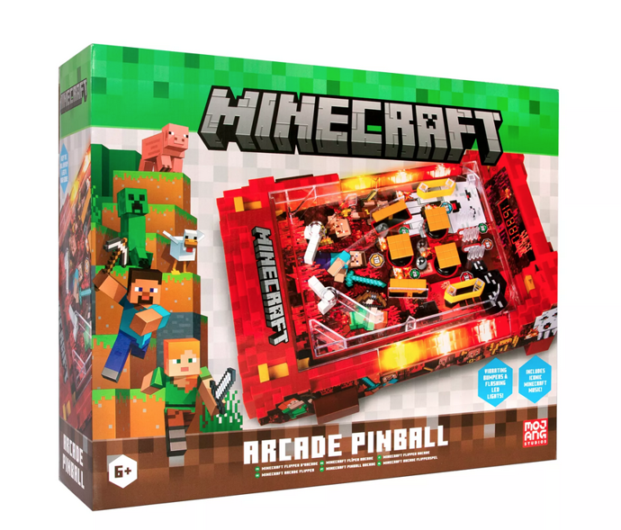 Tematizovaný nether pinball z Minecraft světa – retro arcade zážitek v mini provedení zabaví dětské fanoušky, 1499 Kč
