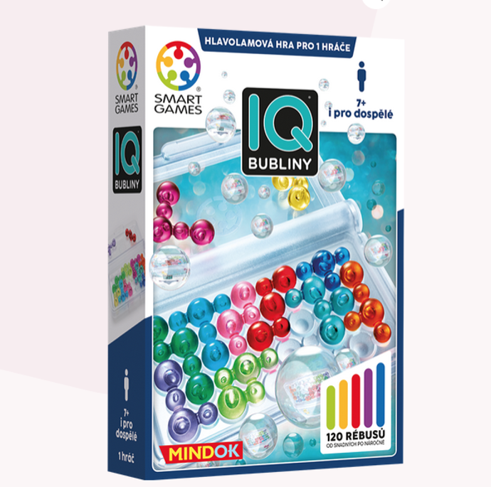 IQ Bubliny je zábavný hlavolam pro jednoho hráče, ve kterém musíte umístit všechny oboustranné dílky na šachovnicově střídající se desku. Pozor, dílky se skládají z bublinek dvou velikostí a každá bublina se vejde jen na políčko odpovídající velikosti. Je to skutečná výzva pro vaše prostorové myšlení – každá úloha má jen jedno řešení! 315 Kč
