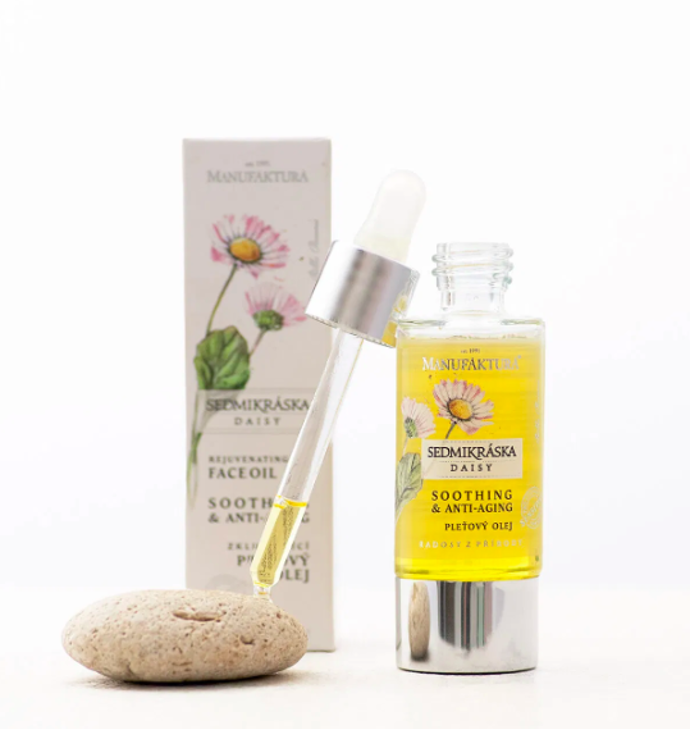 Zklidňující a omlazující pleťový olej Manufaktura Sedmikráska, 439 Kč (30 ml)
Zklidňující a omlazující pleťový olej Manufaktura Sedmikráska, 439 Kč (30 ml)