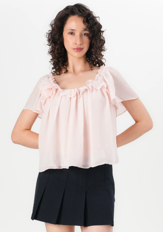 Pudrově růžová halenka, Vero Moda, 1080 Kč
