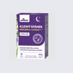 Vitar Klidný spánek, Vitar, 149 Kč

Obsahuje tradiční bylinky pomáhající navodit harmonii těla, důležitou nejen pro usínání, ale i pro kvalitní spánek. Přinášejí psychické uvolnění i v případě nervového vypětí. Jsou nenávykové, nezpůsobují závislost. Obsahuje meduňku lékařskou, kozlík lékařský, chmel otáčivý a levanduli lékařskou.

www.vitar.cz
