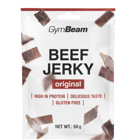 Sušené maso Beef Jerky má vysoký obsah bílkovin, což se hodí nejen sportovcům, ale i všem, kteří dbají na jejich dostatečný příjem v jídelníčku. 109 Kč
