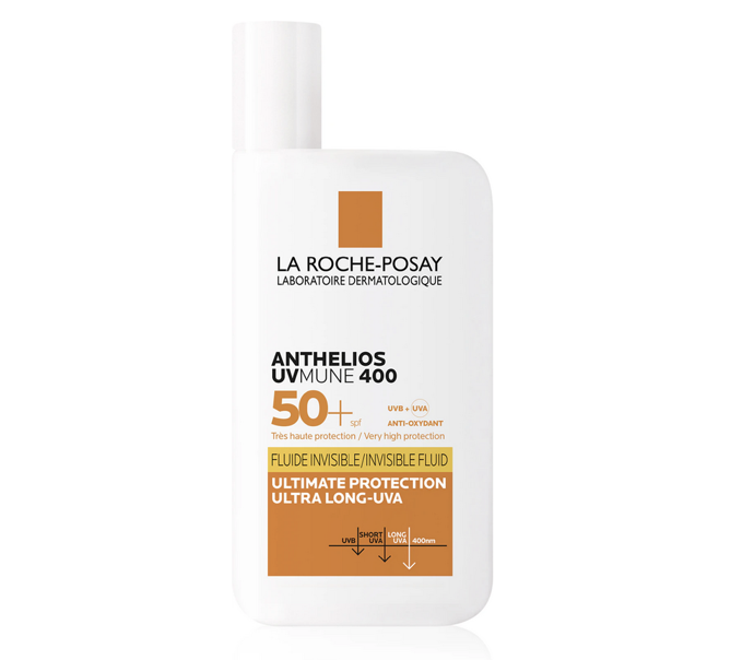 Anthelios UVMUNE 400 Invisible Fluid 50+. chrání pleť před UVB, UVA a dlouhovlnným UVA zářením, podporuje přirozenou ochrannou bariéru pleti a poskytuje jí spolehlivou ochranu. 450 Kč
