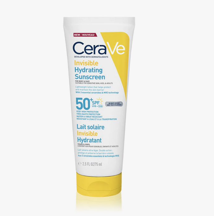 Invisible Hydrating Sunscreen SPF 50+ opalovací mléko na obličej a tělo, 307 Kč
