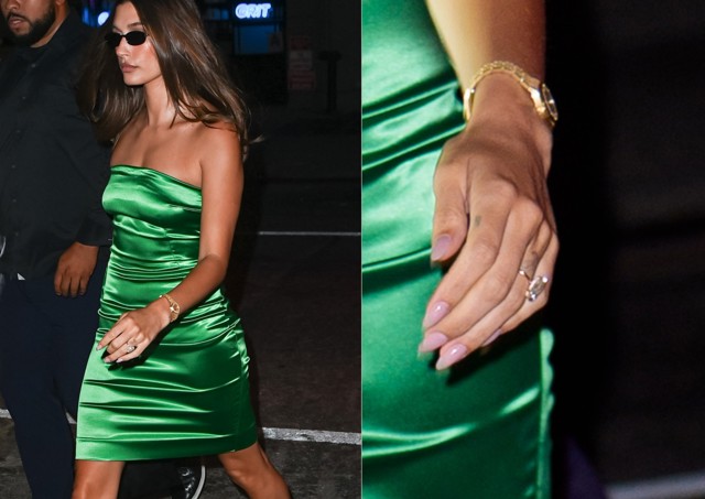 Hailey Bieber rose water nails manicure
