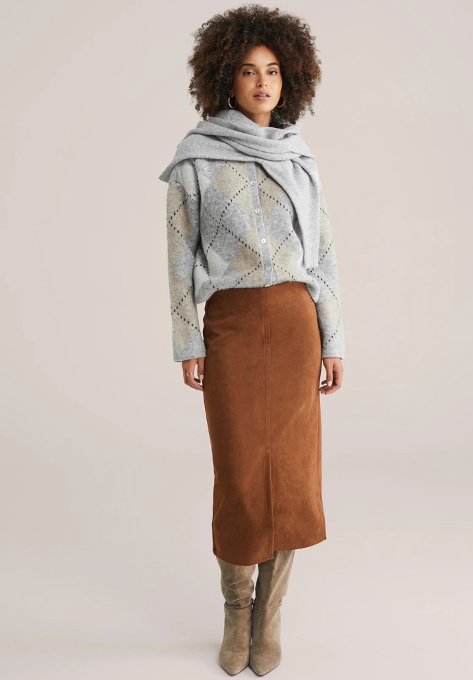 Semišová sukně, We Fashion, 1539 Kč
